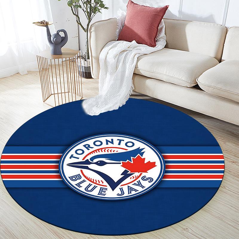 Toronto Blue Jays2 Round Area Rug,Carpet Rug for Living Room Bedroom Sofa Playroom Decor,Non-slip Floor Mat