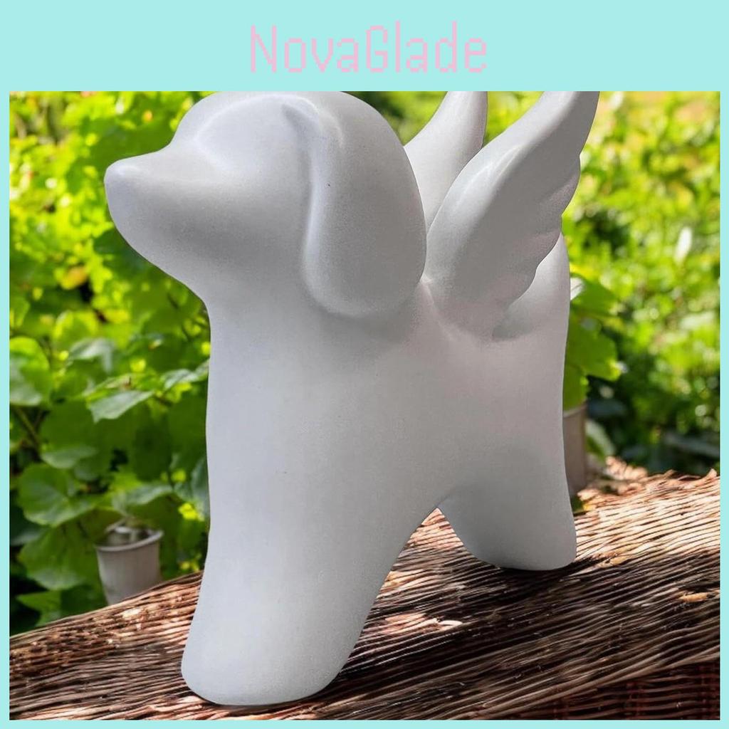 Charming Angel Wings Dog Statue Resin Decorative Art Piece For Home And Garden