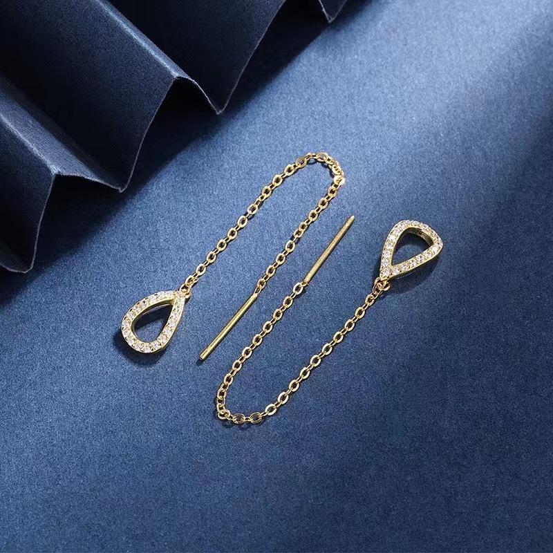 925 Silver Water Drop Tassel Earrings: Elegant, Slimming, Versatile Fashion Jewelry for Women