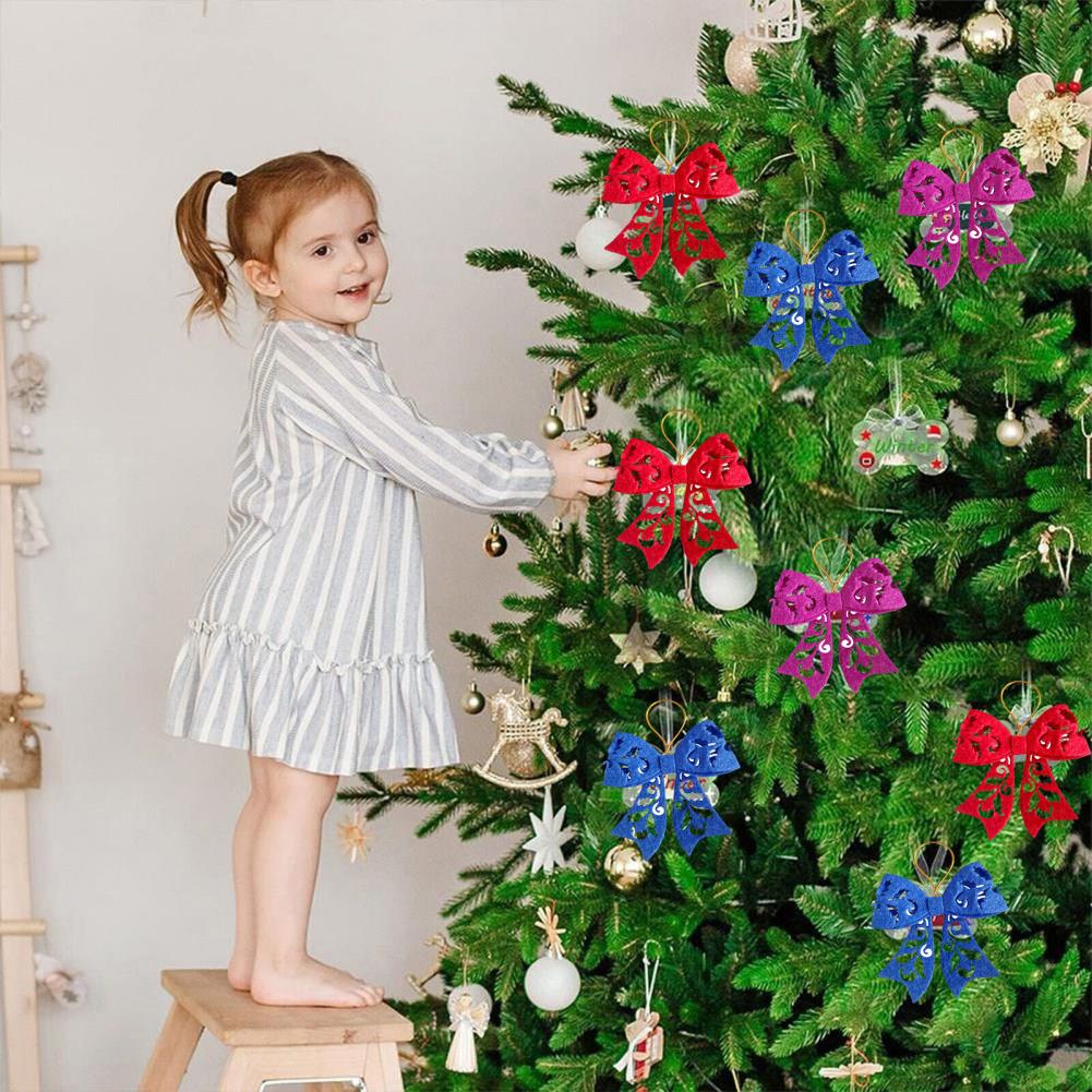 5 Pezzi Fiocco di Natale Decorazione Ciondolo Albero di Natale Colore Solido Fiocco Vuoto DIY Ghirlande di Natale Decorazioni Ornamenti Forniture per Feste