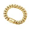 Hochglanzpoliert 14K PVD Goldbeschichtet 316L Edelstahl Monaco Kubanische Kettenglieder Armband Flach Anlaufgeschützt Wasserdicht Schmuck