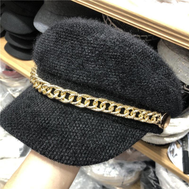 

Британський темперамент дизайн перлова плюшева військова капелюх трендова осінньо-зимова мода універсальний чорно-білий берет, що підкреслює білизну шкіри adjustable