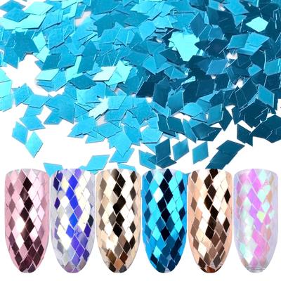 6 st/set Laser Sparkling Diamond Nail Glitter Paljetter Ultratunna Rhombus Paillette Sticker Tips Dust Nail Art Dekoration
