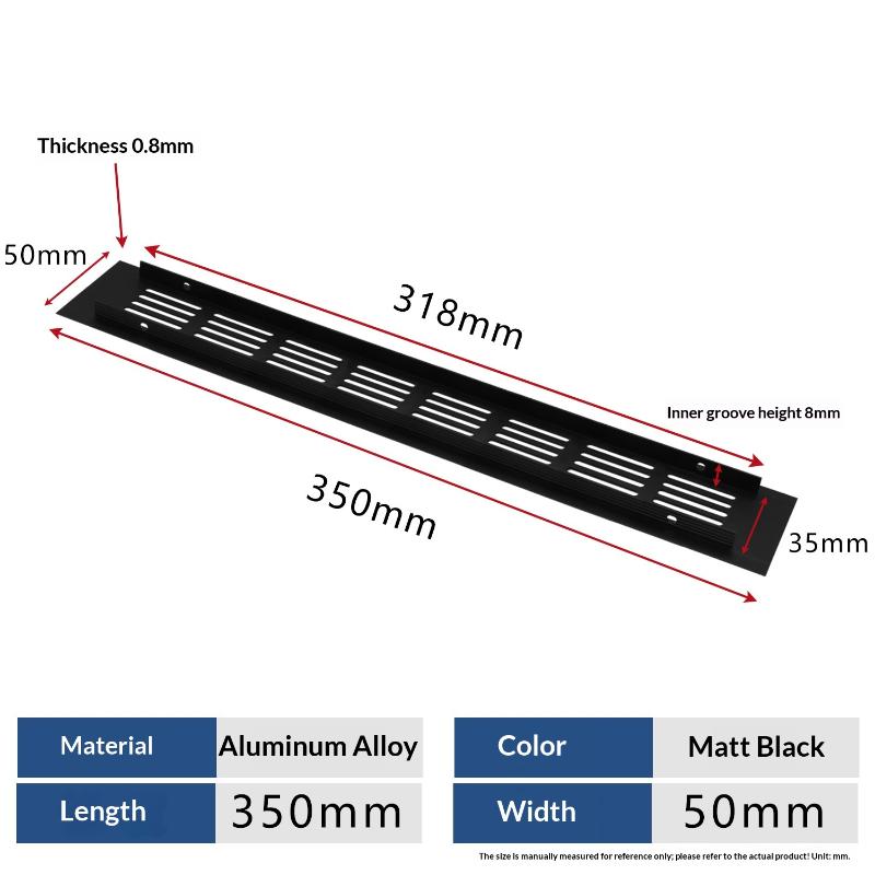 1Pcs Household Air Vent Grille Wall Ventilation Cover Wardrobe Parts 50/60/80mm*150-500mm Aluminum For Cupboard DIY Accessories