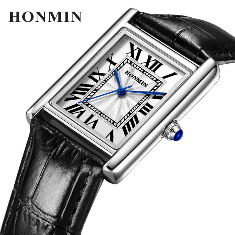 HONMIN Tank Watch Luxury Watches for Man Square Roman Dial Male Clock Waterproof Fashion Quartz Wristwatch Gifts reloj hombre