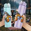 1PC Colorful Tropical Butterfly 750ml Color Plastic Sports Water Bottle Leakproof Flip Straw Lid Suitable for Sports Office Home Use