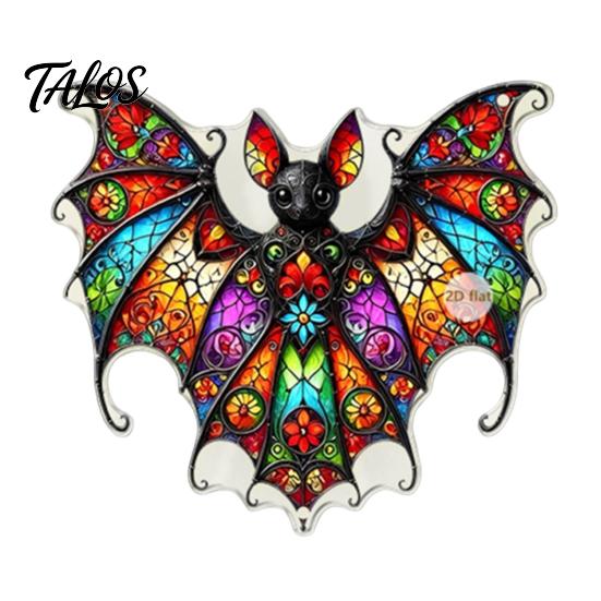 Vintage Window Pendant Halloween 2D Acrylic Decoration with Chain, Bell, Stained Glass Ghost Bat Bell Pumpkin Suncatcher Decor, Wall Hanging Ornament