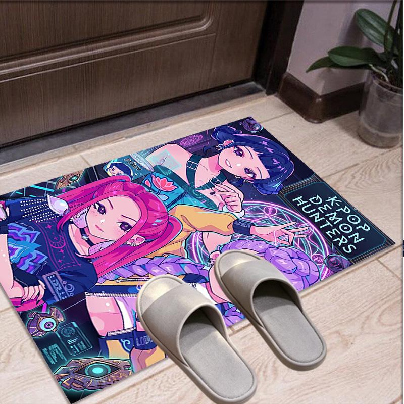 Covor cu Model KPop Demon Hunters, Covoraș de Interior/Exterior, pentru Picnic, Cameră de Jocuri, Dormitor, Birou, Sufragerie, Covor Decorativ pentru Casă, Cadou de Ziua de Naștere