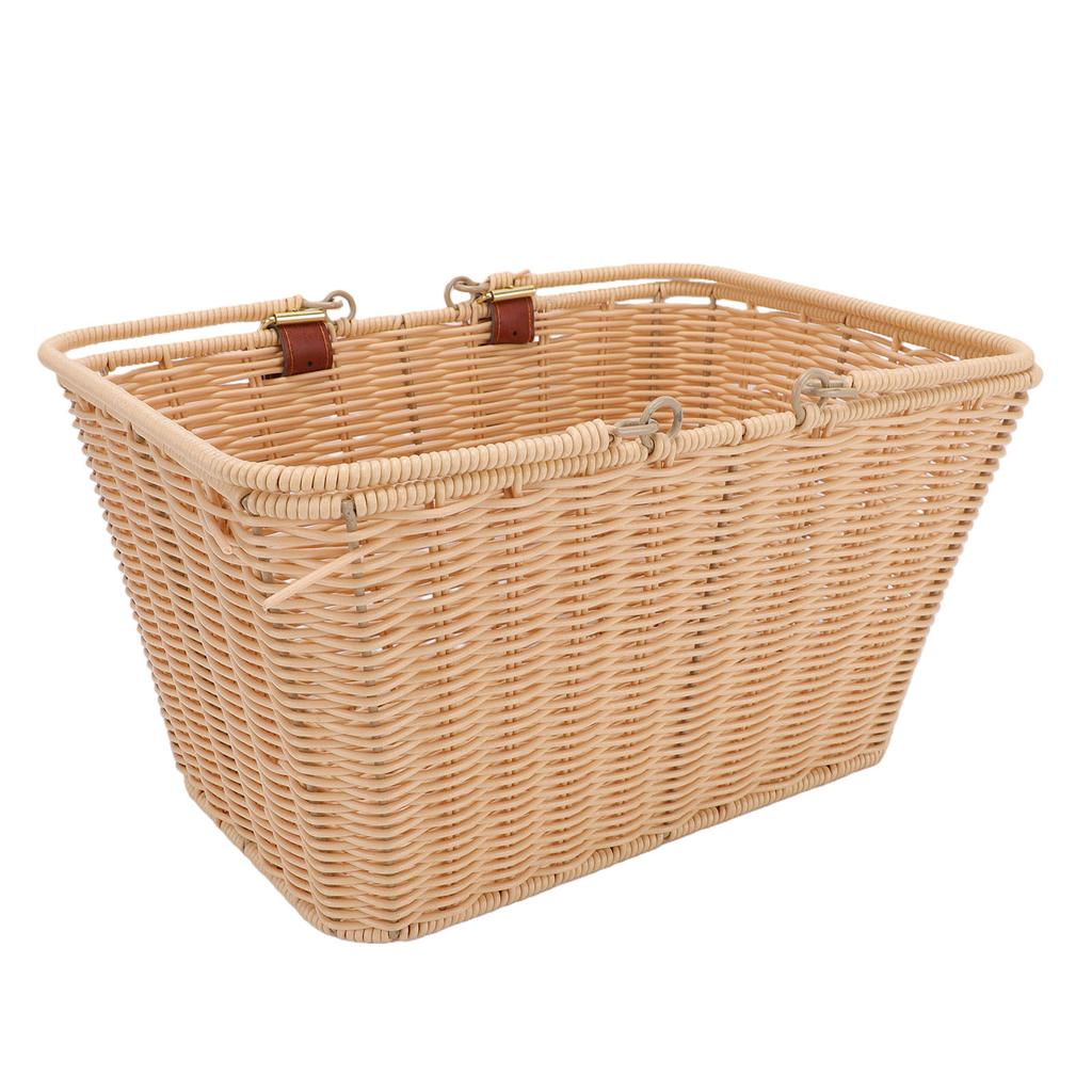 Bike Basket PP   Woven Retro   Front Bike Storage Basket with Handle for Bch Picnic