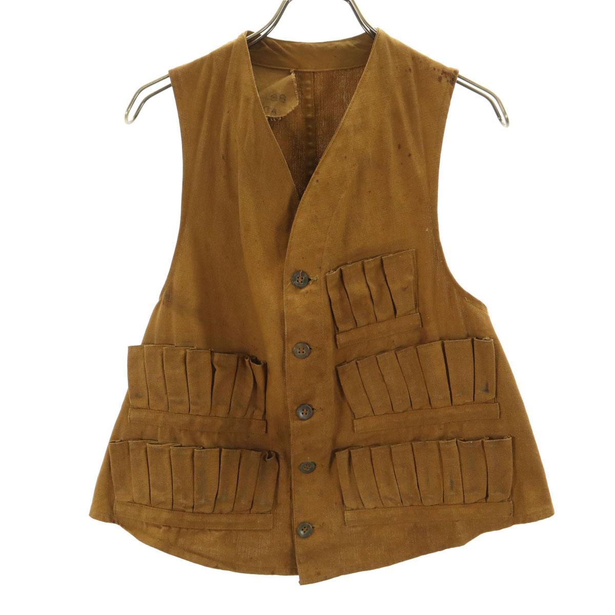

ВИНТАЖНЫЙ 40-х 50-х годов Без рукавов Охотничий Жилет бежевый Мужской Б/У