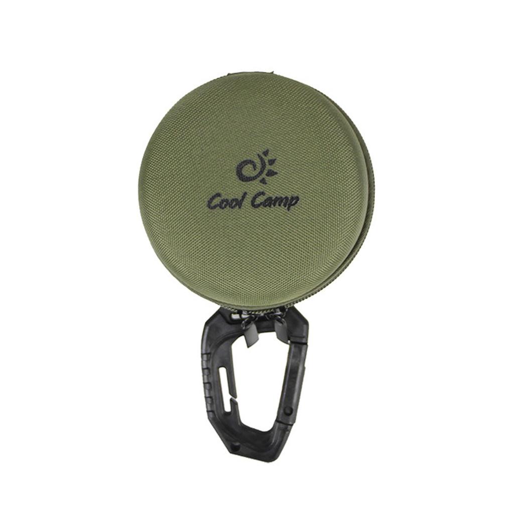 Portable Round Hard Shell Storage Case with Carabiner Clip for Outdoor Camping and Travel Accessories