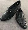Fashion Round Toe Slip On Summer Black Shoes 2025 New Fashion Men Casual Shoes Rivet Breathable Leather Flat Sole Novelty Sandals