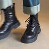 Fashion Platform Women's 2025 Autumn and Winter New Small British Style Lace-up Booties