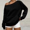 Women's Casual Fashion Solid Color Off-shoulder Long-sleeved Loose Sweatshirt With Pockets