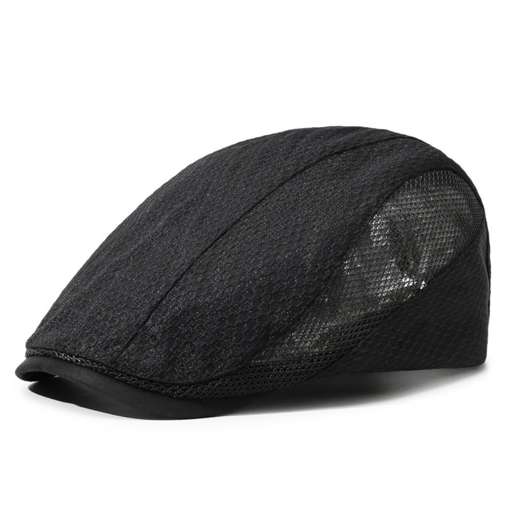 Vintage Solid Color Newsboy Caps Sun Protection Mesh Breathable Beret Hats Adjustable Peaked Hat Women
