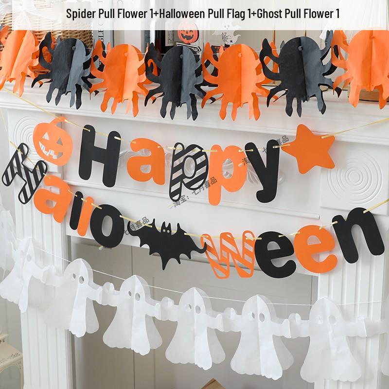 Zestaw zastawy stołowej na imprezę tematyczną Halloween: Obrus dyniowy, Talerzyki i kubki jednorazowe