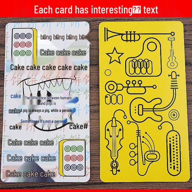 Silent Mahjong Cartoon Playing Cards with 2 Dice - Portable Mahjong Tiles Playing Cards