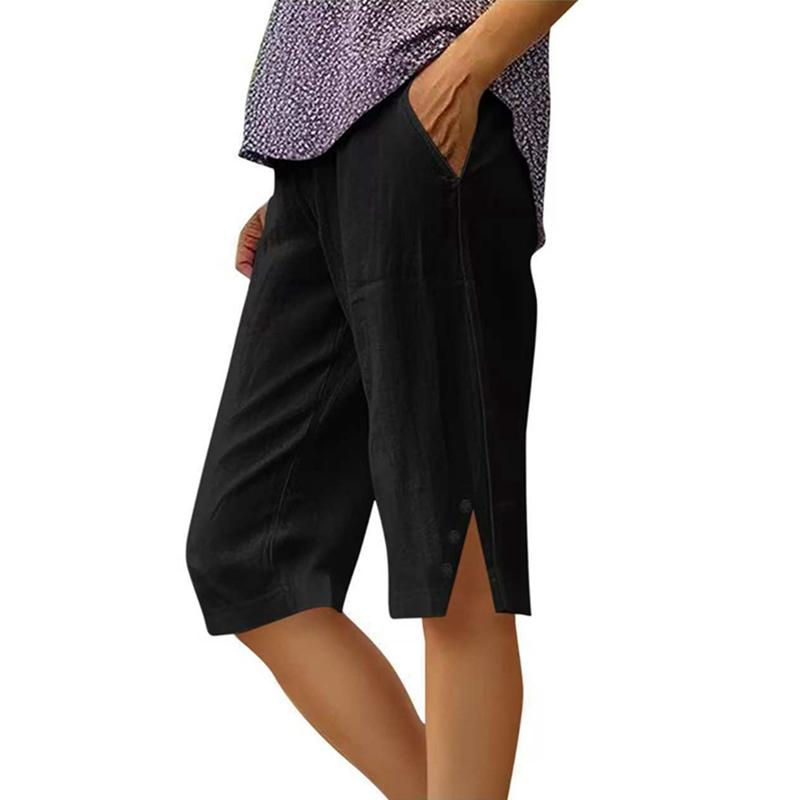 Women Casual Loose Cotton and Linen Shorts 2XL