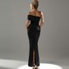 Off-Shoulder Bodycon Party Abend Langkleid 2026 Neu Damen Einzelschulter Ärmel Schlitz Elegant Kleider Rückenfrei Sexy Kleid