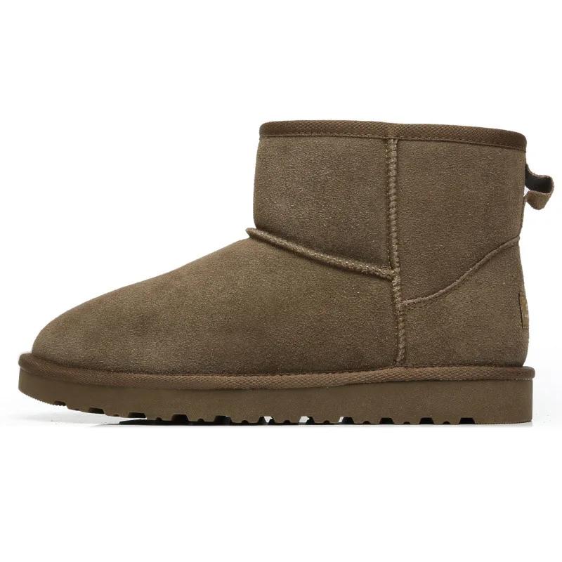 Fashion Men's Boots Cowhide Insulated Plush Snow Boots Genuine Leather Women's Shoes  Winter Women's Boots  Ankle Boots