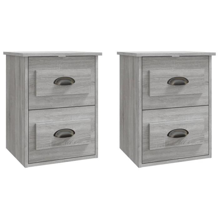 VidaXL Wall-mounted Bedside Tables 2 Pcs Sonoma Grey 41.5x36x53 Cm 816405