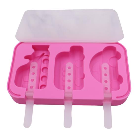 

Silicone Ice Cream Mold 3 Cavities Easy Release Dinosaur Car Pineapple Ice Lolly Mold DIY Summer Freezer Ice Stick Container Kitchen Supplies F