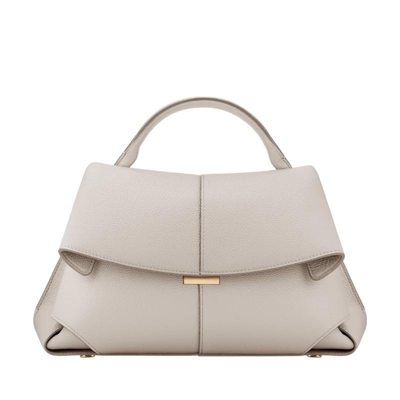 Real Leather Bag for Women, New French Niche Design, Fashionable Pleated Shoulder Handbag, Smile Bag