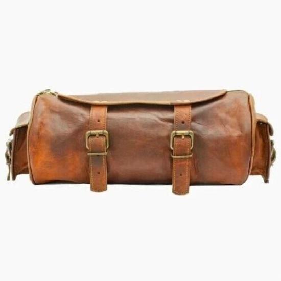 

Кожаная сумка Мотоциклетная сумка для инструментов Передний багаж Седельная сумка на вилку Руль для хранения 12 x 5 x 5 in