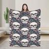 Halloween Skulls And Flowers Gothic Goth Accessories Blankets Soft Fleece  Throw Blankets Cozy Rug Piece