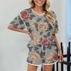 Women's Casual 2 Piece Short Sleeve Top And Shorts Matching Pajamas Set