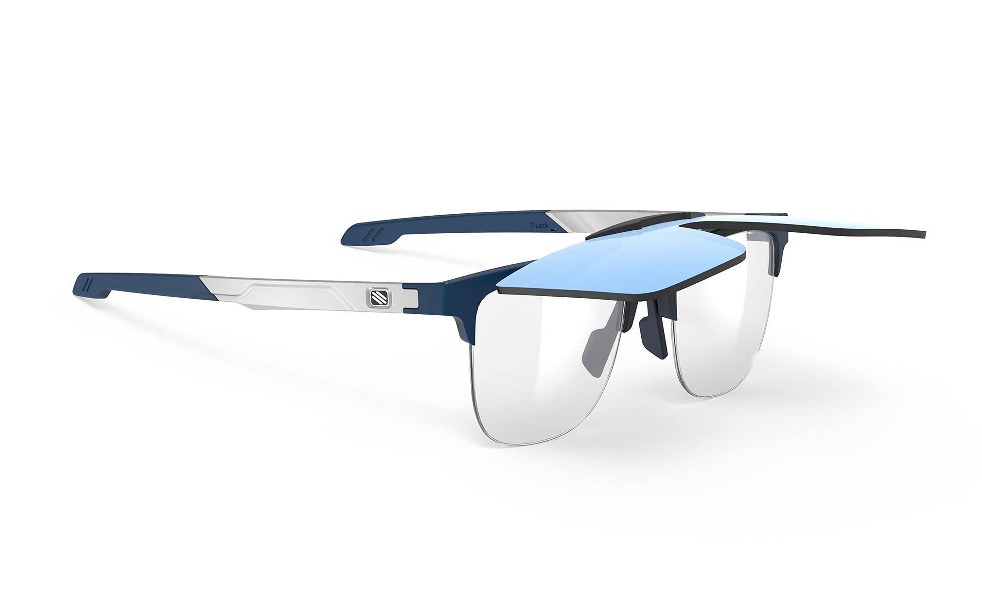 

RUDYPROJECT Incus XL Blue Navy Shape B Flip-Up Half-Rim Sunglasses, Matte/Multi-Laser Ice, (52x45mm)