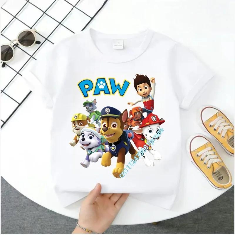 Hot Paw Patrol Kids T-shirts Kawaii Cartoon Character Printed Shirts Cute Boys Girls Casuals Tops Summer Birthday Clothing Gift