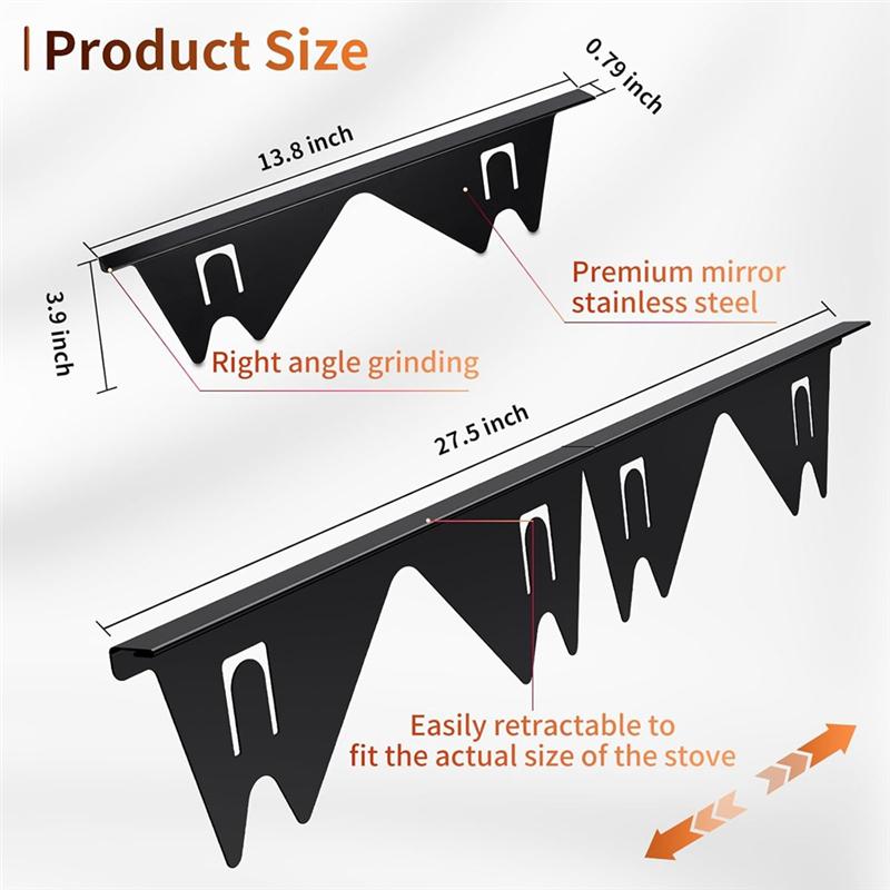 CYCLI-Stove Gap Filler Stove Gap Filler, Extendable Stove Gap Covers Oven Gap Filler, Stove Gap Filler Black