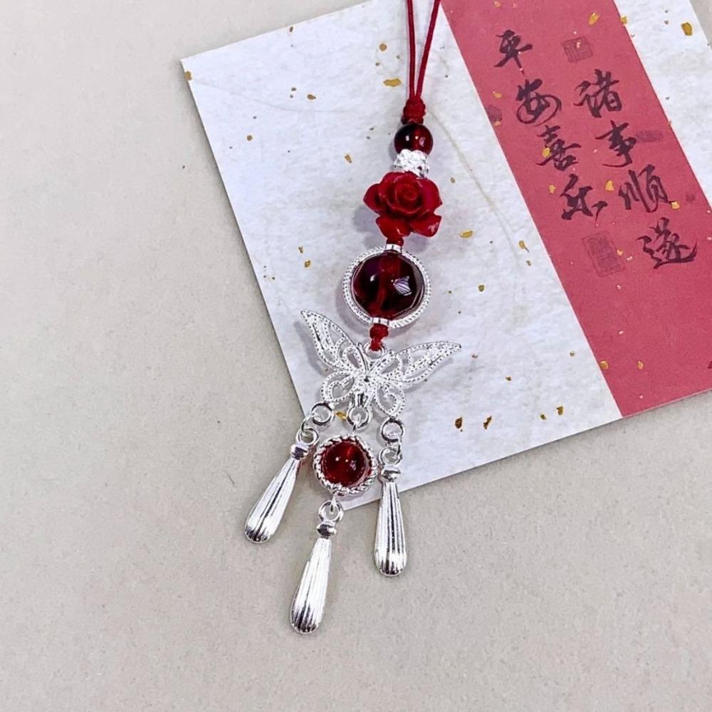 Catena per Telefono con Nappe Stile Cinese Vintage Fiore di Loto Farfalla Portachiavi per Donna Uomo Coppia Ciondolo per Borsa Gioielli Periferici Anime