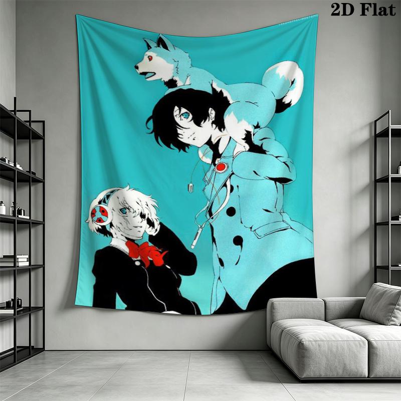 Persona Wall Tapestry Aesthetic Wall Hanging Printed Fabric Blanket Decorative Tapestries for Bedroom Living Room Home Decor