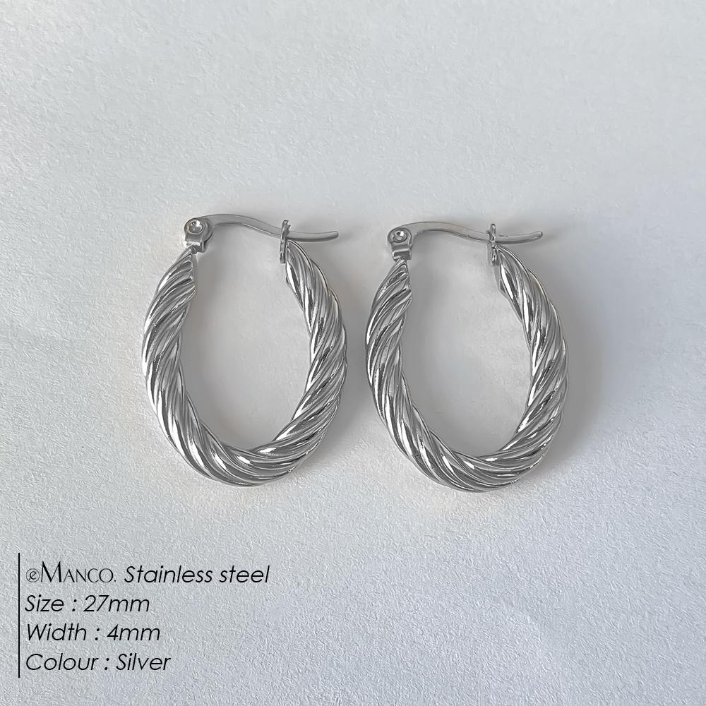 EManco Stainless Steel Plated 18K Gold Plated Twist Hoop Earrings Women Simple Ear Ring Hypoallergenic Jewelry Dropshipping