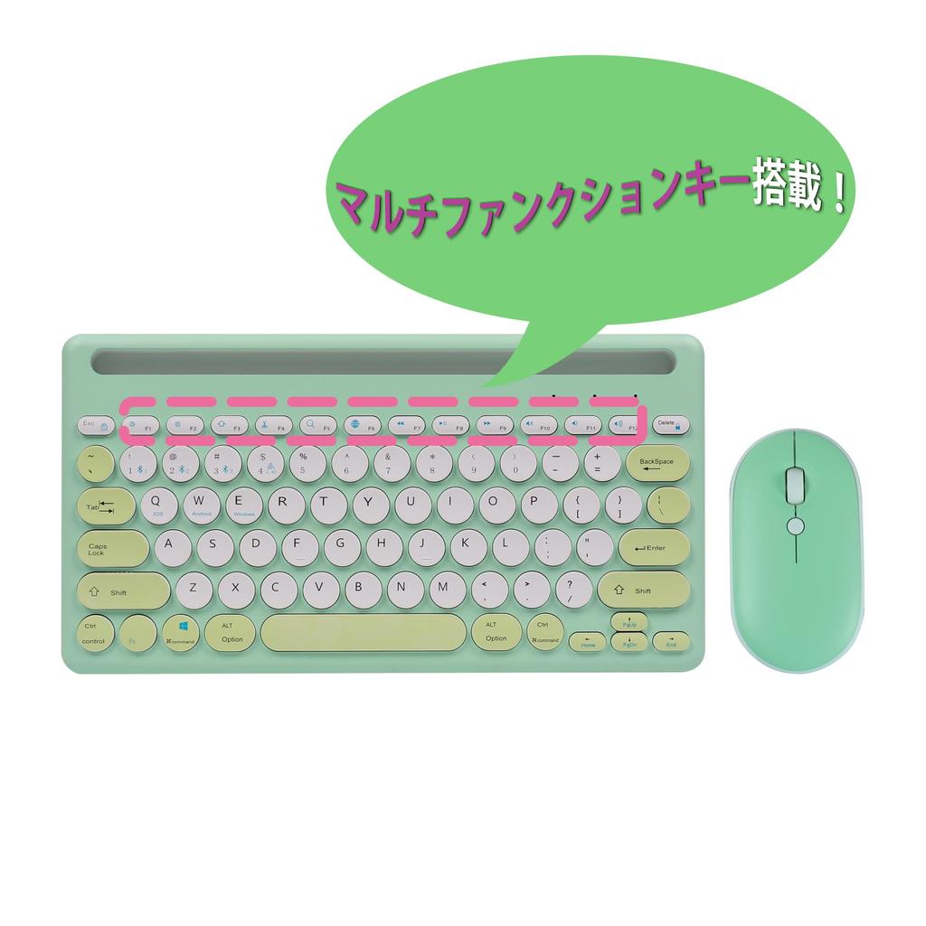 Wireless Keyboard and Mouse Set with 2.4G and Bluetooth 5.0 Connections, Ultra-Slim, Quiet Mouse with 3 Adjustable DPI Settings, Stand Function,