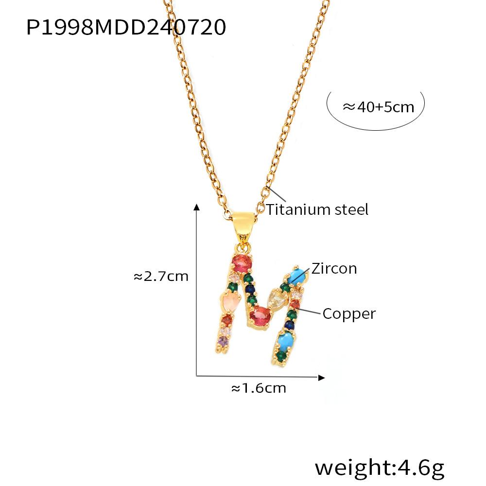 Zircon colorat cu microincrustație de cupru 26 de litere englezești, pandantiv individual personalizat, nișă, lanț clavicular hip-hop