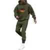 Men's Solid Color Flag Print Hooded Universal Versatile Hooded Sweatshirt Sweatpants Casual Sports Suit