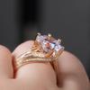 Gorgeous Solitaire Zirconia Bridal Wedding Rings Gold Color Engagement Party Brilliant Women Jewelry