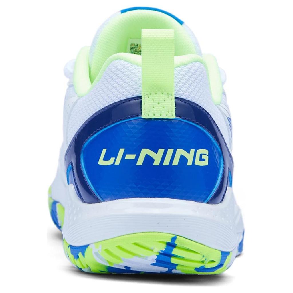 Li Ning Stoff Synthetisches Leder Bequem Vielseitig Rutschfest Abriebfest Atmungsaktiv Low-Top Badmintonschuhe Unisex Sneaker Weiß Blau AYTU025-2