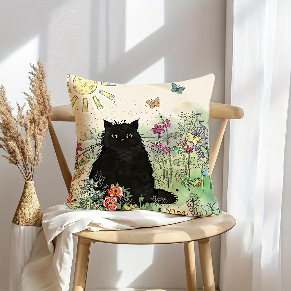 

Bench Kitties Cushion Cover Soft Plush Throw Pillow Cover DoubleSided Decorative Cushion Case Sofa Bedroom Home Decor 30x30cm