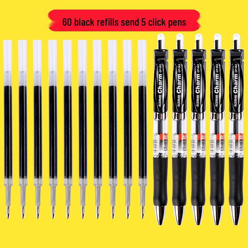 100-Pack of 0.5mm Black Gel Pen Refills - Water-Based, Bullet Tip, Push-Button, Red Pen Compatible