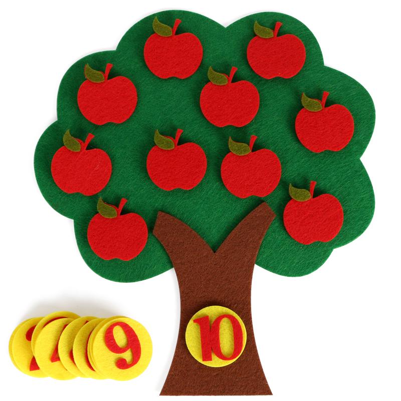 1-10 Giocattolo Educativo Montessori Puzzle per Bambini Giocattolo Fai da Te Fatto a Mano Scuola dell'Infanzia Carota Albero di Mele Abbinamento Insegnamento Digitale Gyh