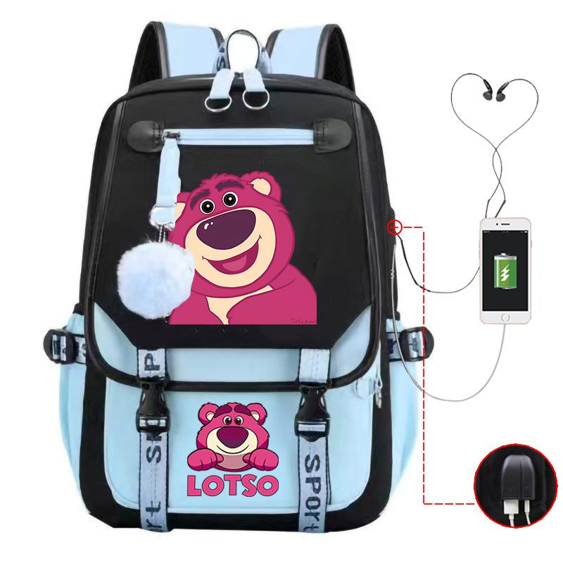 Mengmeng Xiaoqing Strawberry Bear Printing College Style Campus Primary School Student School Bag Lightweight And Large Capacity