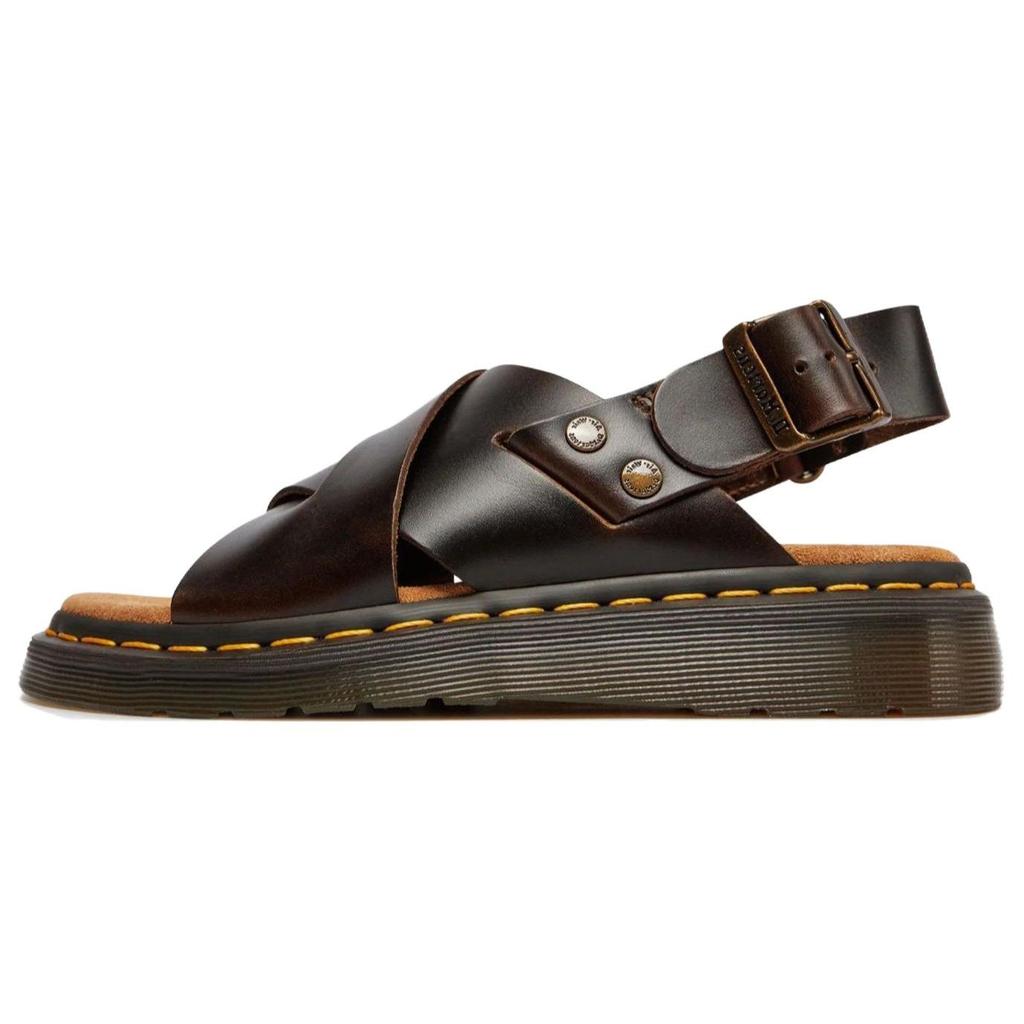 Dr. Martens Leather Fashion Comfortable Simple Versatile Slide Sandals Unisex Sandals Brown 31577375