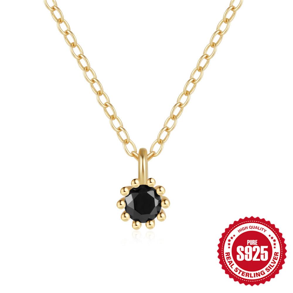 Simple Mini Single Diamond Flower Small Daisy Pendant S925 Sterling Silver Fashion Collarbone Chain