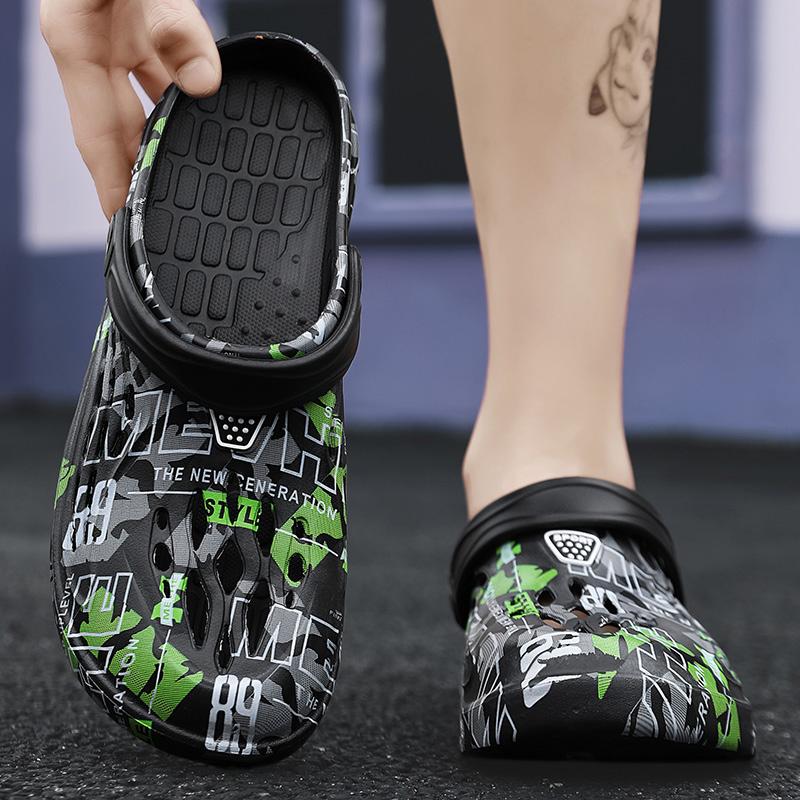 Fashion Plus size 38-49 Men's  White Sandals Slippers Summer Outdoor Beach Shoes Thick Soles Non-slip Garden Shoes Eva Soft Clogs