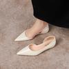 Spitze Damenschuhe, innere Höhe des Keilabsatzes, Lackleder, glänzende Seite Luft, flacher Mund Französische Single-Schuhe, zeigen ein dünnes Pedal