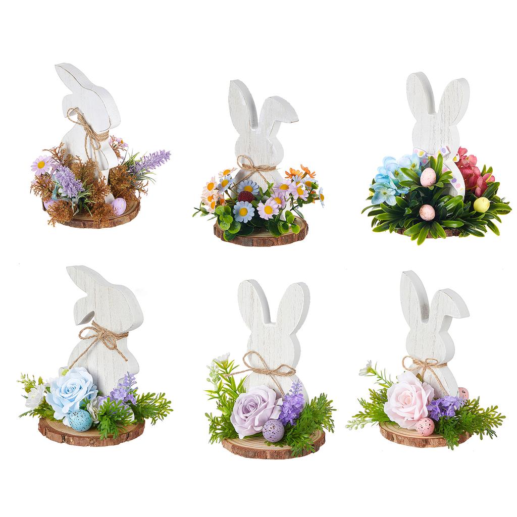 Eco Friendly Easter Rabbit Wood Ornament for Holiday Decoration and Indoor Display